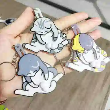 【可爱捣蛋猫】 零界 卡通萌趣搞怪创意手机绳钥匙包包猫咪挂饰 行李箱 塑料 挂件 男女同款情侣款