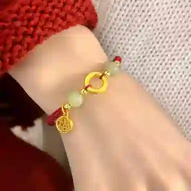 【福牌平安扣】 零界 精致新中式国风轻奢高级感本命年转运珠手工编绳 事事如意顺遂 琉璃 手链 男女同款情侣款