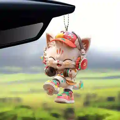 【向往自由的心】 零界 音乐奶拽小猫汽车包包 亚克力 挂件 男女同款情侣款