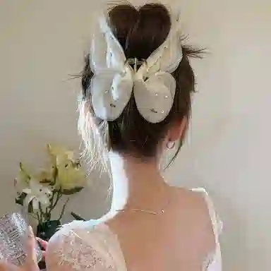 零界 迷蝶温柔气质头饰 亮纱蝴蝶仙气法式抓夹 精致后脑勺鲨鱼夹 亚克力 发夹 女款