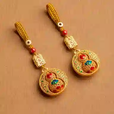 零界 葫芦平安符新中式复古国风圆形平安行李箱书#好运 合金 挂件 男女同款情侣款