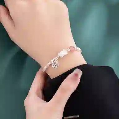 零界 招财貔貅福牌吞金兽 新中式迎福十二生肖 转运珠 小众轻奢纳福手工编制可调节 水晶 玉石手链 男女同款情侣款