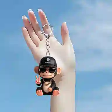 零界 比耶猴子创意炫酷抽象精致书包背包可爱时尚潮流装饰挂饰 亚克力 挂件 男女同款情侣款