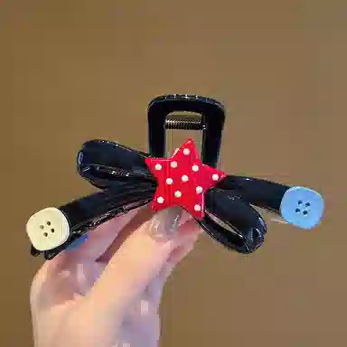 零界 大号高级纽扣星星温柔气质波浪甜美少女发量大鲨鱼夹 亚克力 发夹 女款