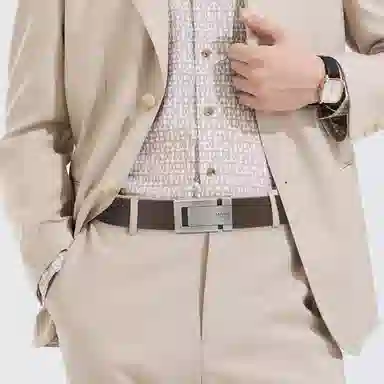 FAIRWHALE Classic Leather Belt Brown 3.4CM