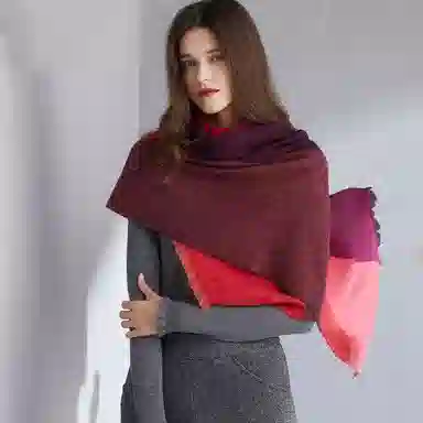 恒源祥 秋冬季保暖 经典格子大尺寸披肩 山羊绒 围巾 女款