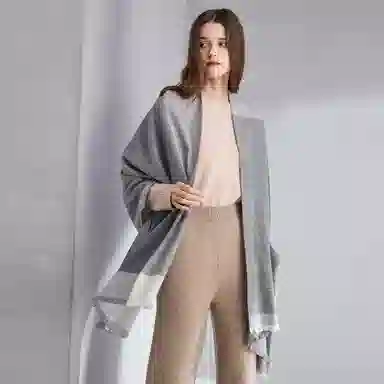 恒源祥 秋冬季保暖 经典格子大尺寸披肩 山羊绒 围巾 女款