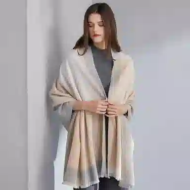 恒源祥 秋冬季保暖 经典格子大尺寸披肩 山羊绒 围巾 女款