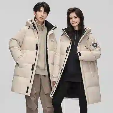 鸭鸭 石墨烯蓄热中青年纯色韩版休闲百搭户外防寒保暖中长款连帽羽绒服 男女同款