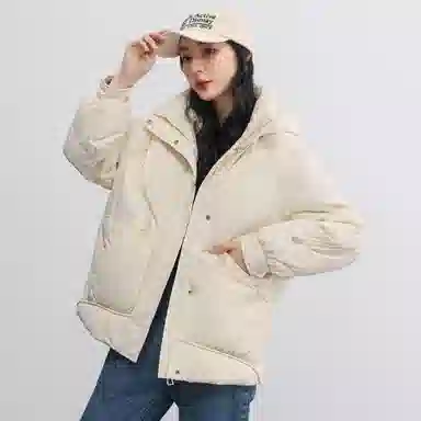 鸭鸭 纯色连帽短款加厚保暖休闲通勤韩系时尚百搭羽绒服 女款