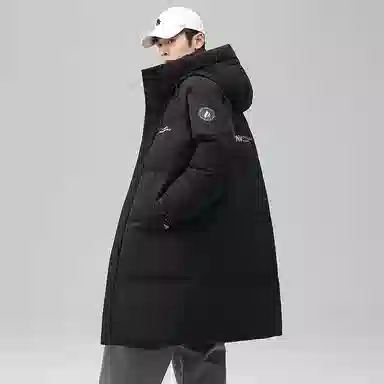 鸭鸭 石墨烯蓄热中青年纯色韩版休闲百搭户外防寒保暖中长款连帽羽绒服 男女同款