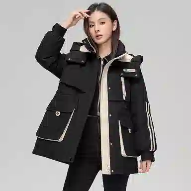 鸭鸭 时尚收腰防风保暖韩版连帽羽绒服 女款