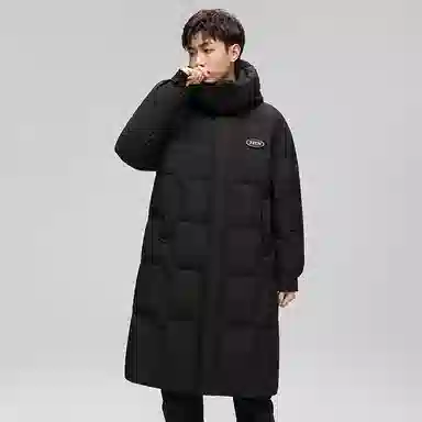 鸭鸭 拼色加厚长款休闲长袖羽绒服 男女同款