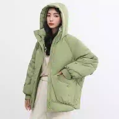 鸭鸭 纯色连帽短款加厚保暖休闲通勤韩系时尚百搭羽绒服 女款