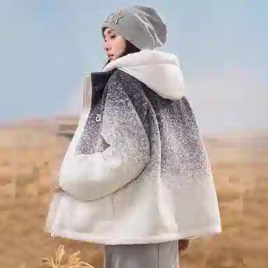 鸭鸭 渐变加厚保暖韩系可爱防风连帽长袖羽绒服 女款