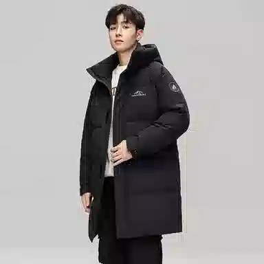 鸭鸭 石墨烯蓄热中青年纯色韩版休闲百搭户外防寒保暖中长款连帽羽绒服 男女同款