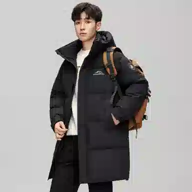 鸭鸭 石墨烯蓄热中青年纯色韩版休闲百搭户外防寒保暖中长款连帽羽绒服 男女同款