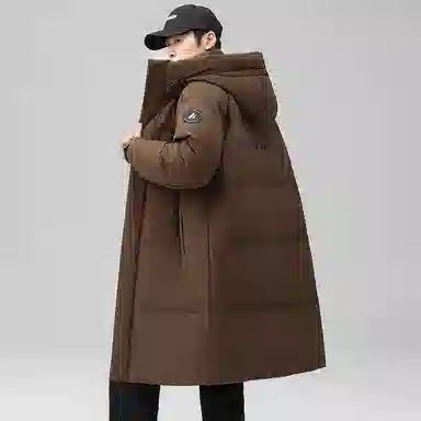 鸭鸭 石墨烯蓄热中青年纯色韩版休闲百搭户外防寒保暖中长款连帽羽绒服 男女同款