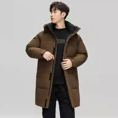 鸭鸭 石墨烯蓄热中青年纯色韩版休闲百搭户外防寒保暖中长款连帽羽绒服 男女同款