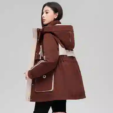 鸭鸭 时尚收腰防风保暖韩版连帽羽绒服 女款