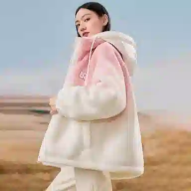 鸭鸭 渐变加厚保暖韩系可爱防风连帽长袖羽绒服 女款