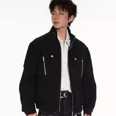 悍戈 美式复古重磅宽松解构分割多口袋立领工装与飞行员风格服饰夹克 男女同款