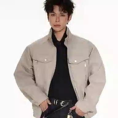 悍戈 美式复古重磅宽松解构分割多口袋立领工装与飞行员风格服饰夹克 男女同款