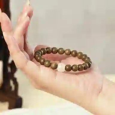 兮畔 复古文玩念珠串盘玩静心佛珠盘串 绿檀 木作手串 男女同款情侣款