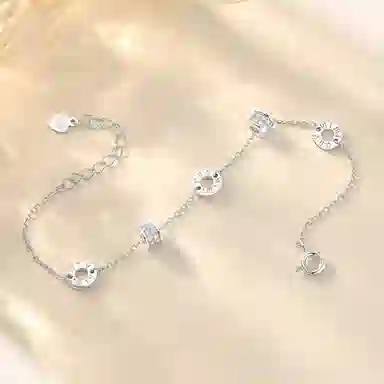 兮畔 时尚精致锆石简约设计感招财手饰小蛮腰转运珠轻奢优雅显白小众气质百搭#好运 黄铜 手链 女款