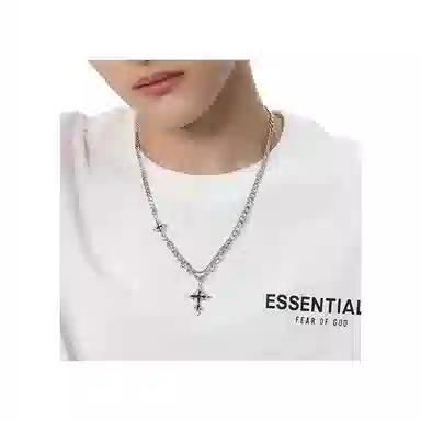 兮畔 十字花纹小众设计嘻哈潮流小众百搭不掉色配饰高级感锁骨链轻奢饰品 钛钢 项链 男女同款情侣款