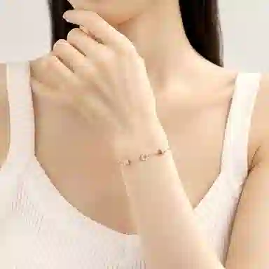 兮畔 时尚精致锆石简约设计感招财手饰小蛮腰转运珠轻奢优雅显白小众气质百搭#好运 黄铜 手链 女款