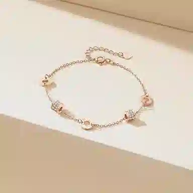 兮畔 时尚精致锆石简约设计感招财手饰小蛮腰转运珠轻奢优雅显白小众气质百搭#好运 黄铜 手链 女款