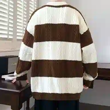 美式复古学院风针织开衫外套内搭毛衣 男女同款