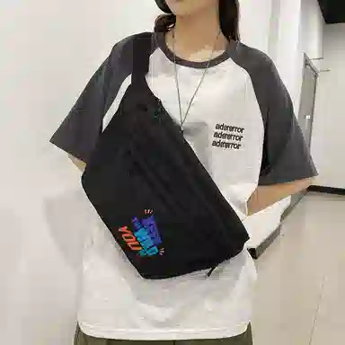 KINMAC Nylon Chest Waist Bag Black/White