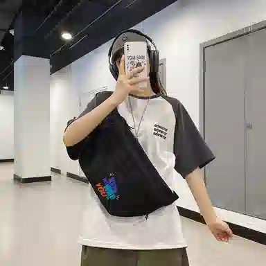 KINMAC Nylon Chest Waist Bag Black/White