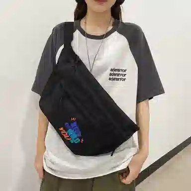 KINMAC Nylon Chest Waist Bag Black/White