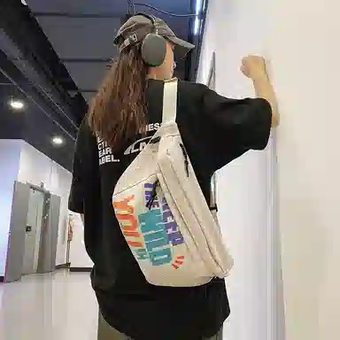 KINMAC Nylon Chest Waist Bag Black/White