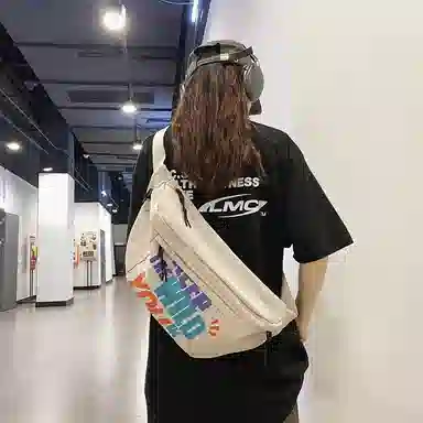 KINMAC Nylon Chest Waist Bag Black/White