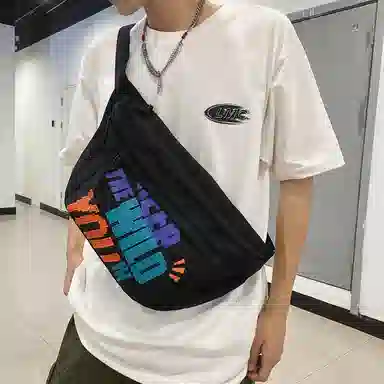 KINMAC Nylon Chest Waist Bag Black/White
