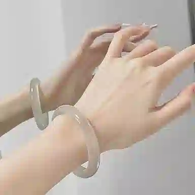 静范 白月光复古贵妃招财国潮古风汉服旗袍冷淡风温婉水润显白素雅气质 琉璃 手镯 女款