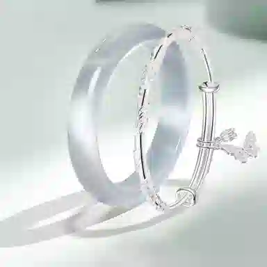 静范 一步一响碎冰蓝贵妃镯繁花似锦蝶恋花叠戴金钱进袋国风新中式典雅旗袍汉服白月光金玉满堂简约耐看百搭告白#好运 琉璃 手镯 女款