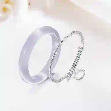 静范 紫罗兰 薰衣草镯 甜美浪漫芋泥波波少女 精致繁花似锦可爱小猫套装 水润汉服旗袍日常通勤 温柔优雅高级告白#好运 琉璃 手镯 女款