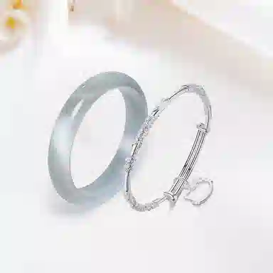 【999足银镂空猫咪】 静范 新中式碎冰蓝贵妃镯精致繁花似锦小猫叠戴 一步一响金钱进袋气质古风 高级感优雅告白#好运 琉璃 手镯 女款