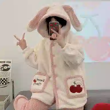 欧诗帛 加厚连帽卡通透气睡衣套装 女款 图片色