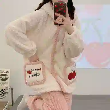 欧诗帛 加厚连帽卡通透气睡衣套装 女款 图片色