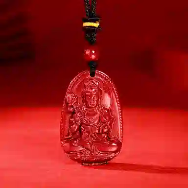 【99%高含量】 金六福吉祥 大势至菩萨平安精致简约小众百搭#好运 朱砂 项链 男女同款情侣款