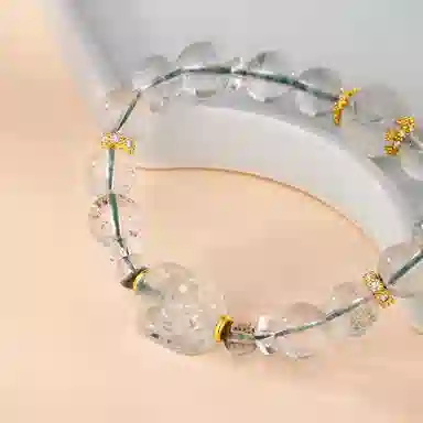 金六福吉祥 新中式国风小众设计 乾坤圈绿幽灵花朵造型 八方来财福运连绵旺财治愈日常百搭显白#好运天然 白水晶 手串 女款