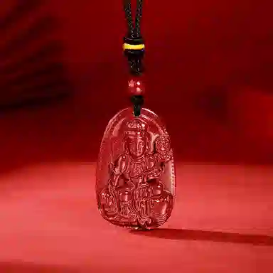 【99%高含量】 金六福吉祥 普贤菩萨八大守护神本命年生肖龙&蛇守护佛平安精致小众日常百搭#好运 朱砂 项链 男女同款情侣款