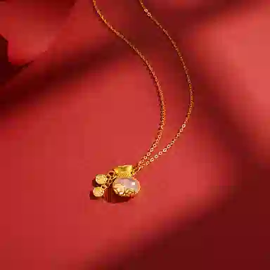 金六福吉祥 招米福袋 玉髓 项链 女款