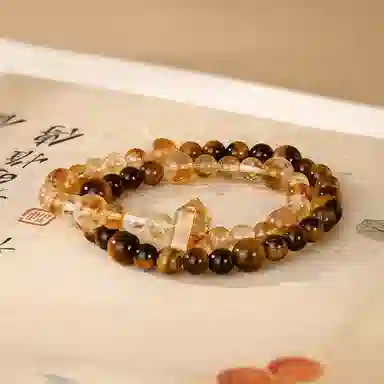 【增财吸金】 金六福吉祥 招财小霸王新中式财源滚滚国风小众高级感招财纳福百搭显大气转运必备#好运天然 黄水晶 手串 男女同款情侣款